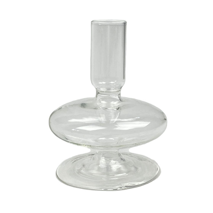 Lysestage i Glas - Klar (H:11 cm)