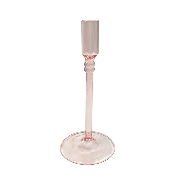 Lysestage i Glas - Rosa (H:20cm)