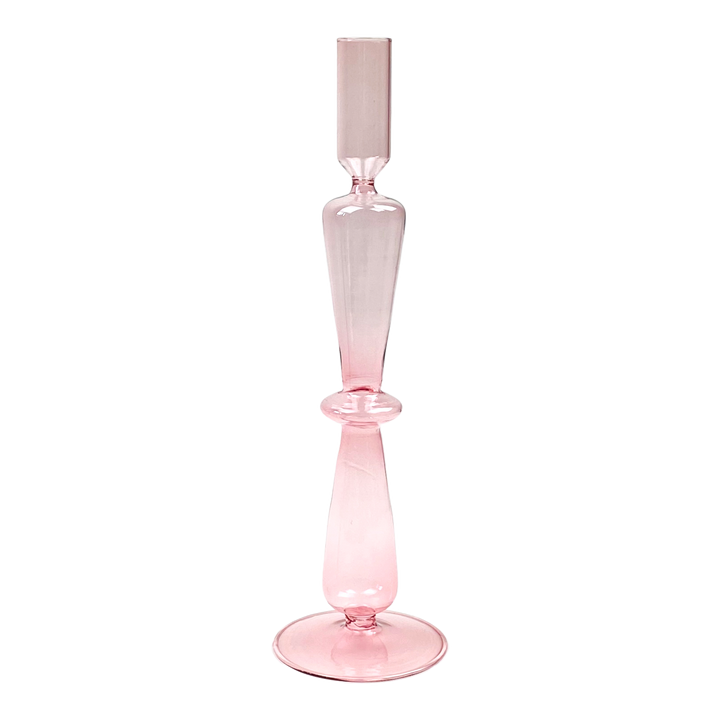 Lysestage i Glas - Rosa (H:30cm)